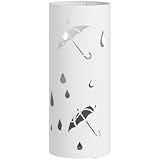 HOMCOM Porte parapluie en acier galvanisé cylindrique Ø 17 x 41 cm Blanc...
