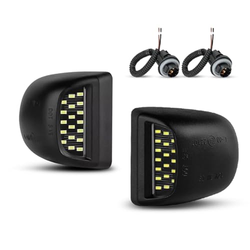 Image of LESAUCE LED License Plate Lights Tag Lights Assembly Replacement for Chevy Silverado GMC Sierra 1500 2500 3500 Tahoe Suburban Escalade Yukon XL, 2PCS