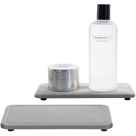 NiuYichee 2 PCS Water Absorbent Diatomite Coasters Rectangle(8.27"x3.94"), Grooved Design, Water Absorbing Stone Used for Hand Soaps&Plants&toiletries in Modern Home Cover