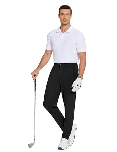 PINSPARK Men's Golf Pants UPF 50+ Stretch Quick Dry Lightweight Dress Pants Tapered with Zipper Pockets for Casual Travel