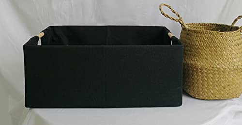 Image of Storage Bin for Shelves Rectangle Closet Baskets Foldable Box with Handles Black Storage Boxes for Home Office Car Dormroom