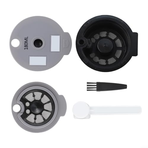 Opatiny Cápsula de café reutilizable de 12 g para máquinas Bosch Tassimo con tapas, cuchara y cepillo