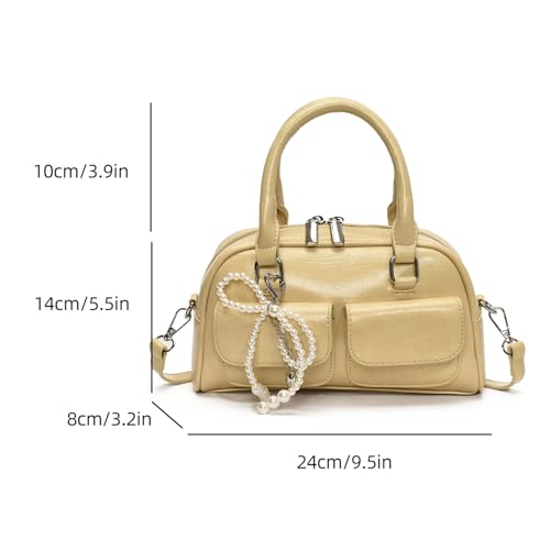 Sac à bandoulière en cuir PU élégant avec breloque nœud papillon