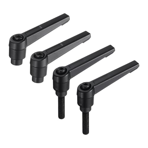 Image of uxcell 4pcs Clamping Lever Adjustable Handle Set Metric M6 x 25mm Male & M6 Female Thread Level Handles Hand Stud Knobs Quick Release Black for Lathe Machinery