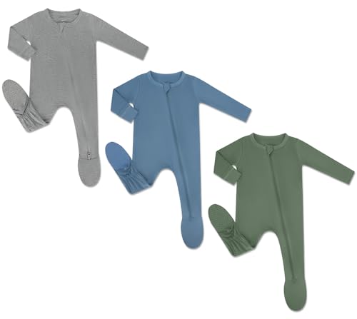 Image of HAPIU Rayon from Bamboo Baby Footed Pajamas, 2 Way Premium Zipper, Footie for Baby Boy Girls, Newborn-24 Months