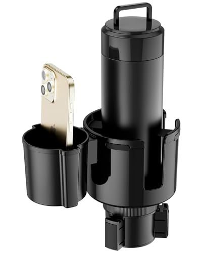 Basix by iOttie Adjustable Dual Cup Holder for Car with Expandable Base, Oversized Main Compartment, Removable Second Cup or Phone Holder Attachment, Fits Most Vehicles