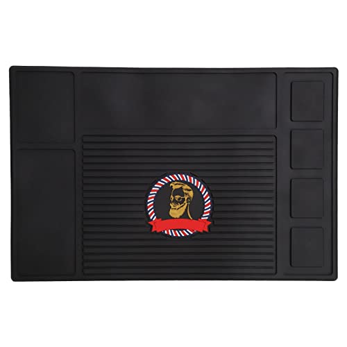 Nutriess Barber Station Organizer, Anti Slip Silicone Mat, Skid remnant Waterproof Tool Pad, Strong Adhesion Mat for Hair Salon, Non Slip Barber Tool Organizer