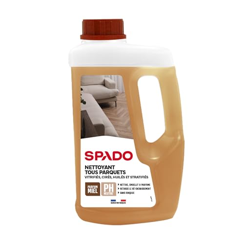 SPADO - Nettoyant tous parquets - Nettoie, embellit et parfume - Formule retarde le ré encrassement - Non glissant - cire d'abeille & miel - 97% ingrédients naturel -...