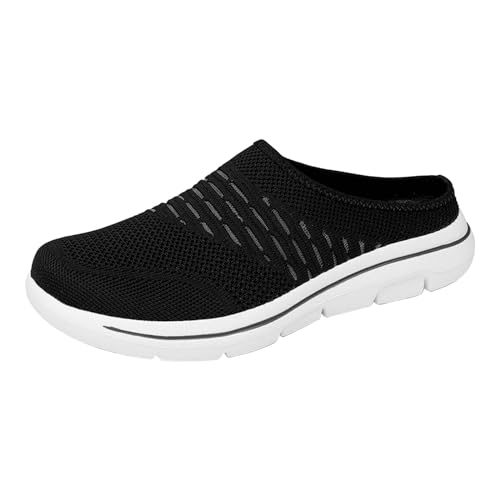Zapatos de malla transpirable para hombre, antideslizantes, con puntera cerrada, ligeras, cómodas, sin espalda, para caminar, suela suave, zuecos, Black, 40 2/3 EU