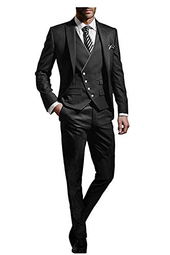 Wemaliyzd Men's Vintage 3 Piece Business Suit Evening Prom 4 Buttons Vest Separate Trousers