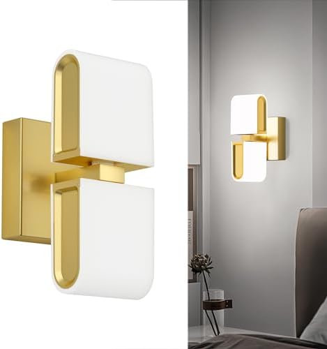 Aipsun Gold Sconces Wall Lighting Hardwired Modern LED Wall Sconces Indoor Wall Light for Living Room Hallway 6000K White Light