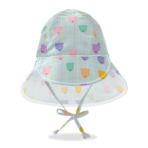 Colorful Fresh Summer Cute Bear Gums Toddlers Sun Hats Boys Bucket Hat Baby Girls' Sun Protection Adjustable Traveling Swim