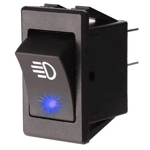 AUTOZOCO - Interruptor Basculante Luz Antiniebla DPST ON/OFF 4 Pin 35A con Luz - Boton On/Off - interruptor auxiliar - controlador eléctrico vehículo - LED Azul