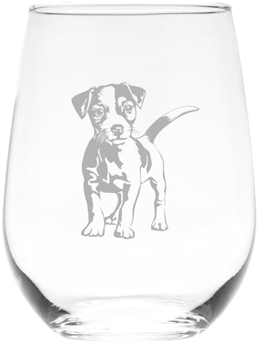 Jack Russell Terrier Themed, Dog Stemless Wine Glass, 17 oz. - Do...
