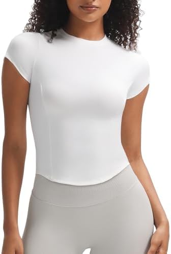 Aoxjox Women's Short Sleeve T-Shirts GEO Baby Tee Workout Gym Yog...