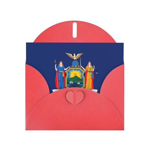 Papel perlado con hebilla de amor con impresión de bandera de Nueva York, regalos para tarjetas de cumpleaños con hoja de accesorios, tarjeta de notas, sobre