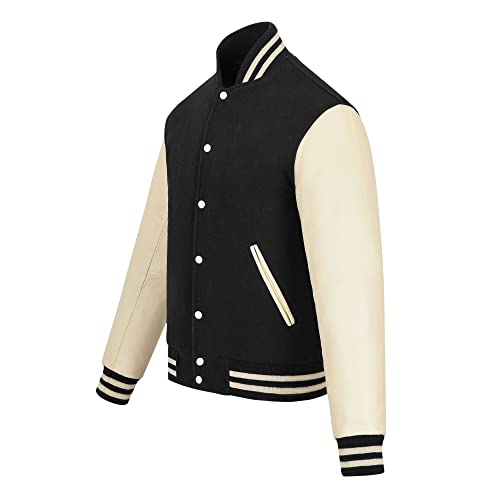 Image of Varsity Jacket Baseball Letterman Jacket- Wool and Leather Premium Quality Unisex Basketball Jacket