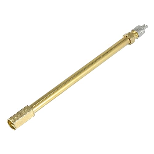 Image of X AUTOHAUX 140mm /5.51 inch Long Brass Auto Tire Valve Extension Adaptor Air Tyre Stem Extender Inflation Stright Bore for Car Truck Motorcycle Bike Mower Scooter