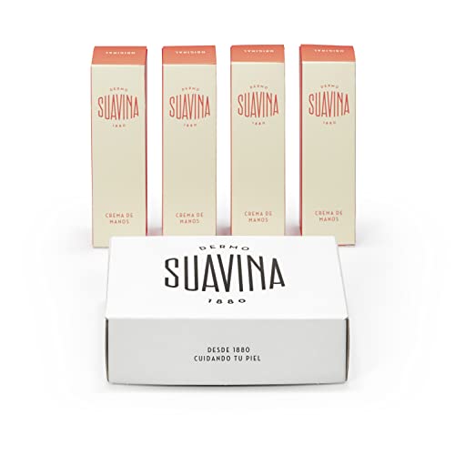 SUAVINA - Crema de Manos Natural | Crema para Manos Secas y Agrietadas de Rápida Absorción | | Hidrata y Nutre la Piel desde la Primera Aplicación Todo Tipo de Pieles | Pack 4 Unidades de 40 ml