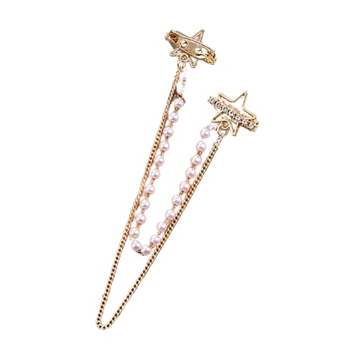 Image of Vintage Sweater Shawl Chain Brooch for Women Clips Antique Cardigan Clip Collar Holders Decorations Dress Sweater Collar Brooch Pins Girls Straps anti-slip chain