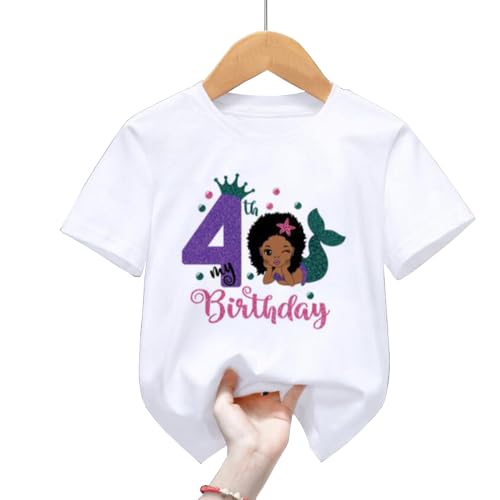 Generic 4th Birthday Mermaid Outfit for Girls - Shirt, Dress, Gift and Decoration - White