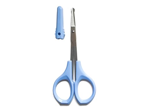 SHINING CROWN 4 Inch Premium Nose & Ear Hair Scissors, Safety Blades with Rounded Tip for Trimming Kid's & Adult's Nails, Facial & Eyebrow Hair