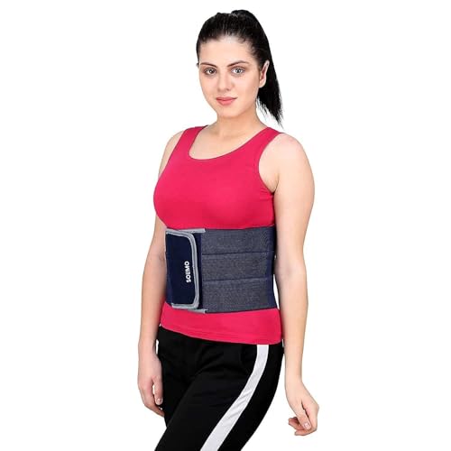 Image of Amazon Brand - Solimo Rubber Abdominal Support Wrap for Post Delivery Tummy Shaping | Lumbo Sacral Lower Back Relief | Breathable Compression Wear for Men Women | Navy Blue Universal Size