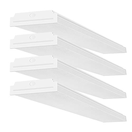 FAITHSAIL 60W LED Wraparound Light 4FT LED Office Lights, 7200 Lumens 4000K, 4 Foot Flush Mount Wrap Shop Puff Ceiling Lighting Fixtures for Garage Workshop, Fluorescent Light Replacement, 4 Pack by FAITHSAIL - Used condition - US$160.99