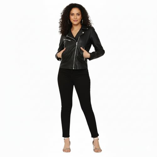 Image of Women Leather Jacket Solid and Riding Biker trending Jacket