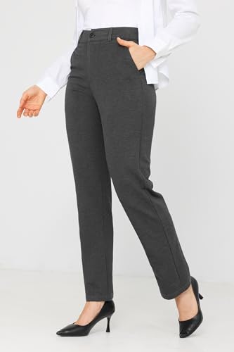 Image of Bamans Dress Pants Women Work Business Office Straight Leg Slacks