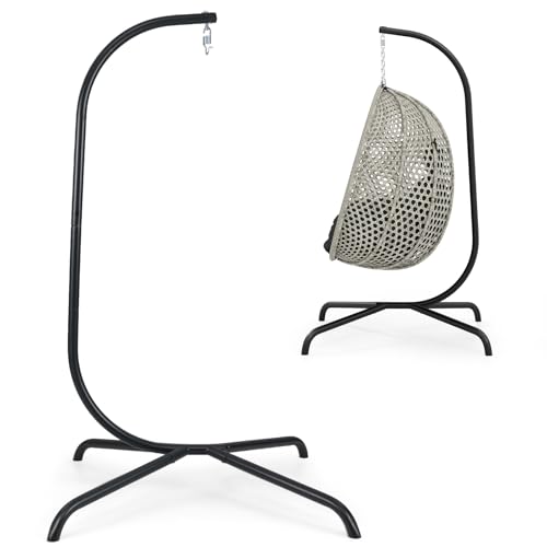 COSTWAY Hängesesselgestell, Hängesessel Gestell mit Haken, Hängestuhlgestell Metall bis 180 kg belastbar, Gestell für Hängesessel/Hängestuhl, Hängesitzständer für Balkon, Terrasse, Garten