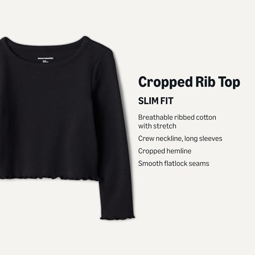 Image of Amazon Essentials Girls and Toddlers' Long-Sleeve Cropped Rib Top