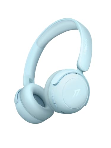 1MORE HQ20 Wireless On-Ear Headphones with Microphone, 85dB Safe Volume, 65H Playtime, Lightweight Foldable Bluetooth Headphones for School/Travel, Android and iOS Compatible, Blue