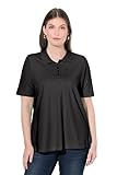 Ulla Popken Damen große Größen Übergrößen Plus Size Poloshirt, längere Knopfleiste, Polokragen, Halbarm schwarz 42+ 846106100-42+
