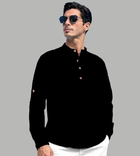 Image of Slim Fit Short Kurta for Men and Boys.(KRT BTN06, Navy Blue)