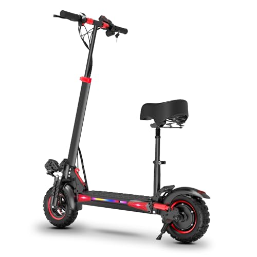 Electric Scooter,E Scooter for Adults & 28-35 MPH Top Speed,31-34 Miles Long Range,800/1200 W Motor,10''-11'' Big Tires with Dual Brakes & Front & Rear Suspension,Foldable with Removable Seat