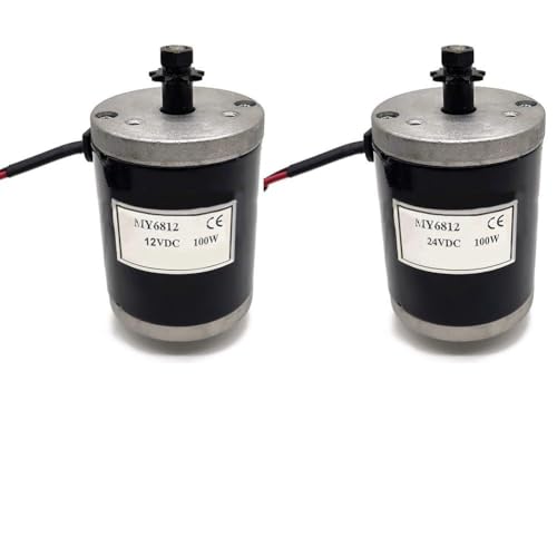 Tidevib Patinetes y triciclos eléctricos con motor cepillado CC, 100 W, 12 V/24 V para doble voltaje MY6812 con piñón 9T, rotación reversible, 3500 RPM, carcasa de aluminio