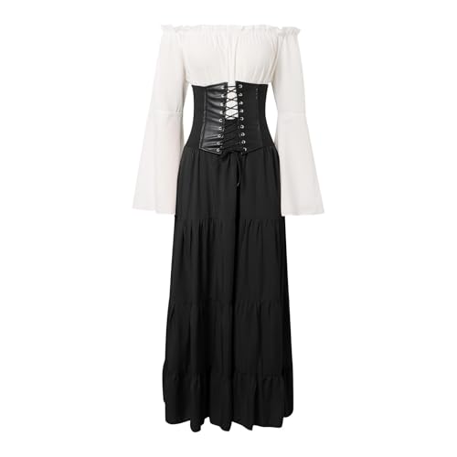 Robe de cour rétro pour femmes avec jupe longue médiévale de spectacle