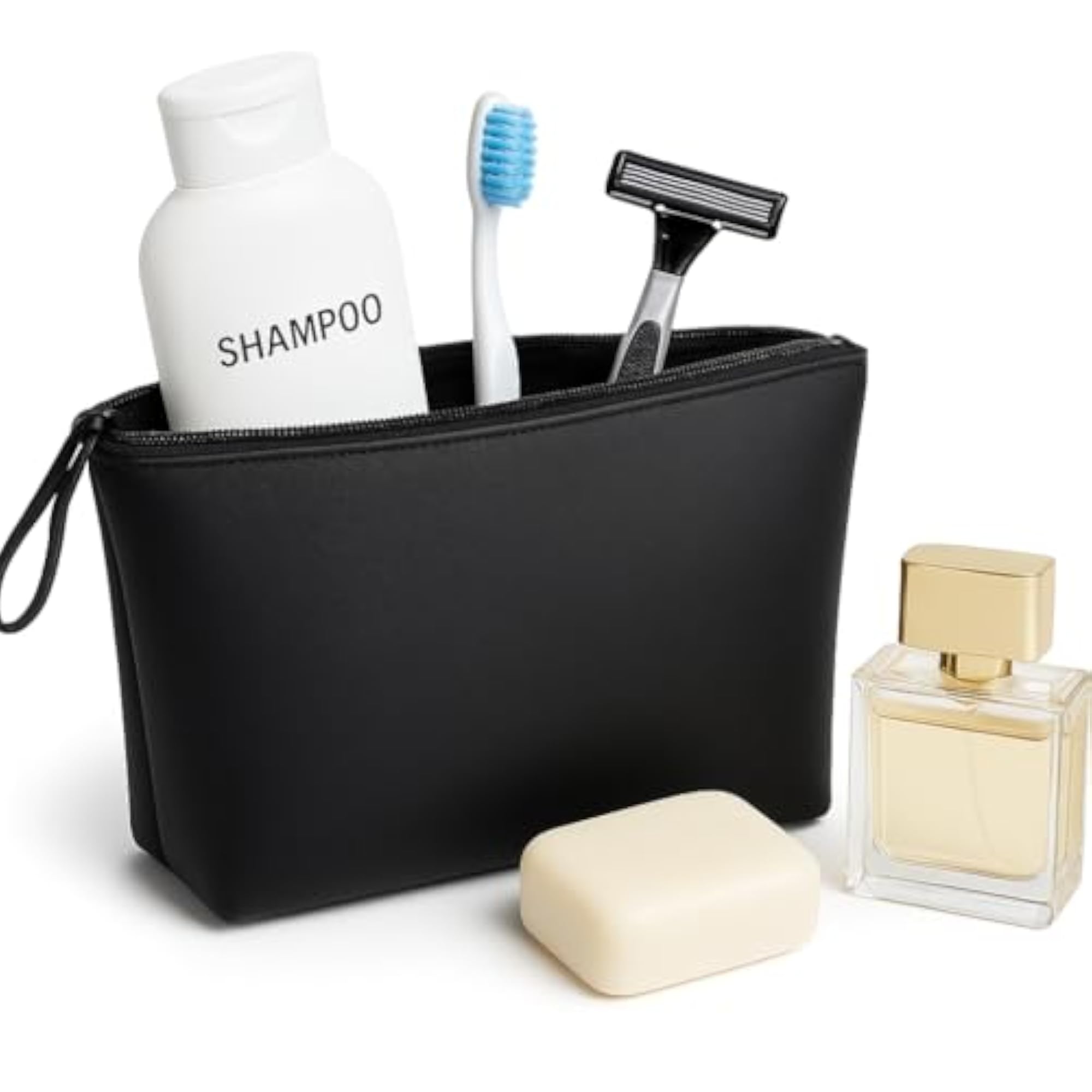 Black Toiletry Bag for Men & Women, Multipurpose Travel Pouch
