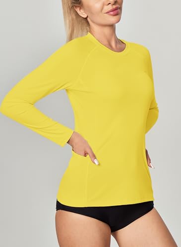 Image of IUGA Rash Guard for Women UPF 50+ SPF UV Protection Long Sleeve Workout Tops with Pockets Dry Fit Hiking Swim Shirt