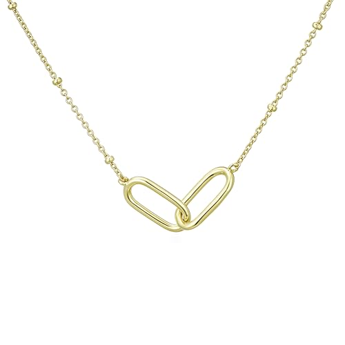 CAITLYNMINIMALIST 18K Gold Sterling Silver Interlocking Connected Infinity Pave CZ Diamond Adjustable Dainty Necklace Gift for Her