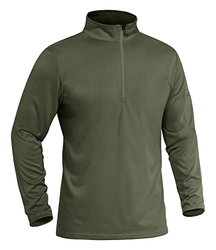 MAGNIVIT Men's Tactical Shirt Quick Dry 1/2 Zip Jersey Golf Shirts Polo Army Green