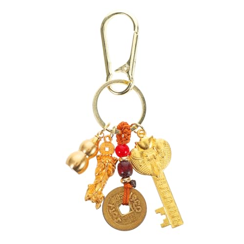 GALPADA Llavero dorado pulsera del año del zodiaco llavero de calabaza anillos bohemios llavero retro colgante de moneda de la fortuna china llavero de monedas feng shui Metal Golden