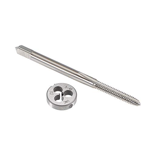 uxcell 5-40 UNC Tap and Die Set, HSS Machine Thread Tap with Round Threading Die, Right Hand
