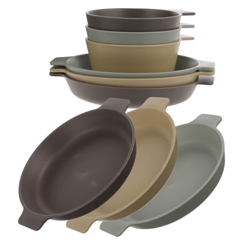 Mipcase Elegant Plastic Plate Bowl Set Unbreakable Dinnerware Set of 4 Outdoor Picnic