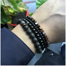 3 pz/set Braccialetti Elastici In Pietra Naturale Per Le Donne Degli Uomini Gemma Quarzi Pietra Turchesi Occhio di Tigre 8mm Perline Braccialetto Set di Gioielli  36