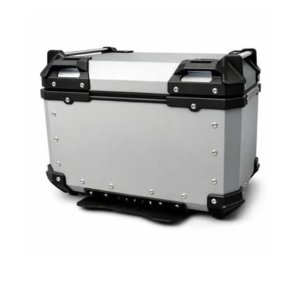 Image of CORE 45L Aluminium Motorcycle Top Box | X-Type Touring Storage Case with Universal Mount Plate | Lockable Rear Luggage Carrier | Water-Resistant Metal Top Case for Daily Bikes - Aero Silver