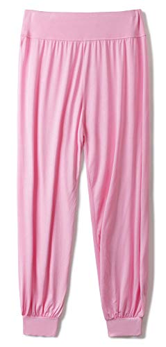 ezShe Calça feminina de algodão modal Harem Pilates Yoga Sports Workout, Light Pink, XX-Large