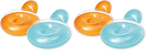 Intex Pillow-Back Lounge - Aufblasbarer Schwimmsessel - 137 x 122 cm - Farblich, Vinyl (Packung mit 2)