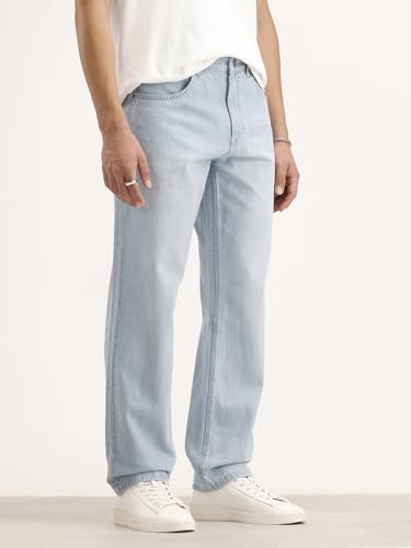 Image of WROGN Men's 100% Cotton Jeans | Solid | Anti Fit